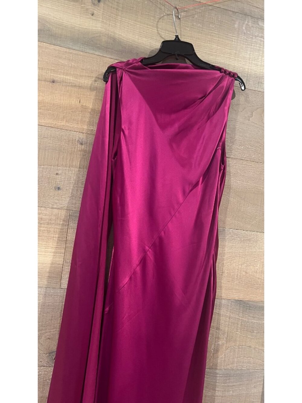 NWT Acler Ropley Drape Bias Cut fuchsia  Satin Maxi Cocktail Dress size US 10 - Picture 5 of 14